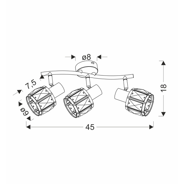 Dubai Lampa Sufitowa Listwa Czarny 3X40W E14 Klosz Różowy Złoty Kryszt Transp Candellux