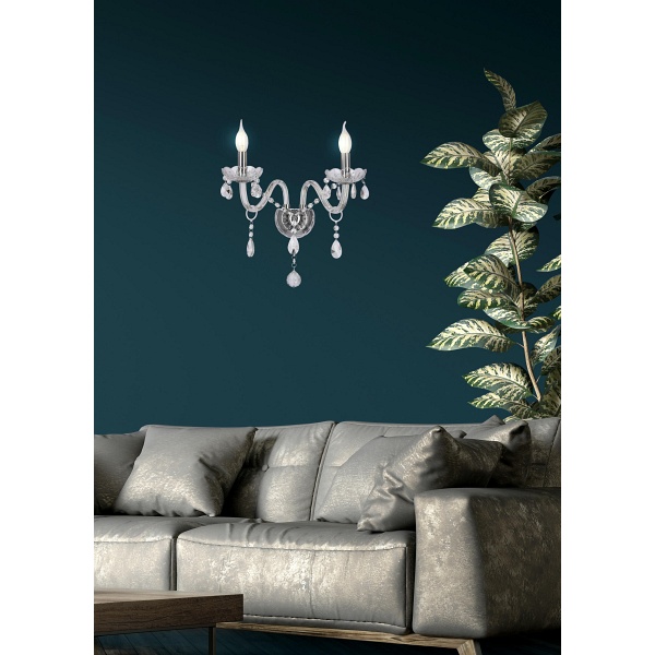 Cristallo Lampa Kinkiet Chromowy 2X40W E14 Transparentny Candellux
