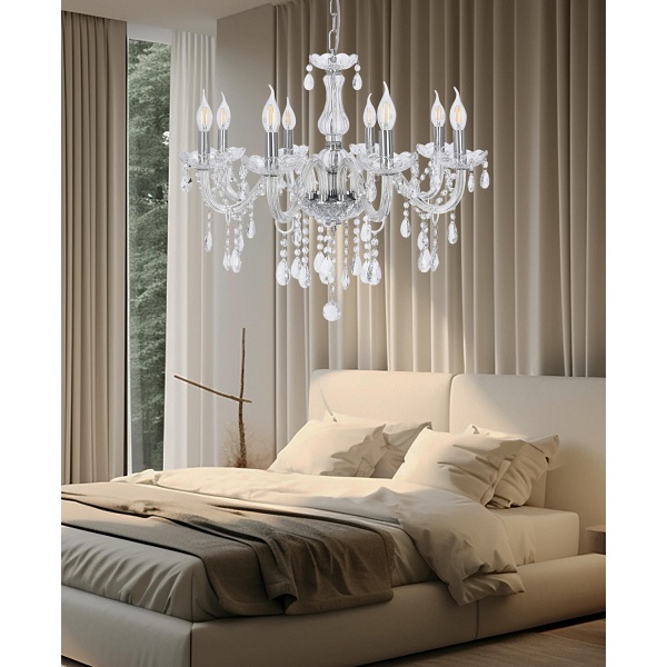 Cristallo Lampa Wisząca Chromowy 8X40W E14 Transparentny Candellux