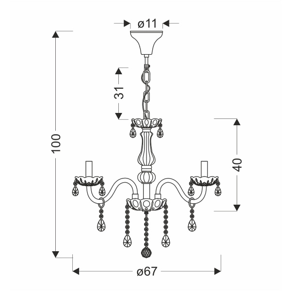 Cristallo Lampa Wisząca Chromowy 8X40W E14 Transparentny Candellux