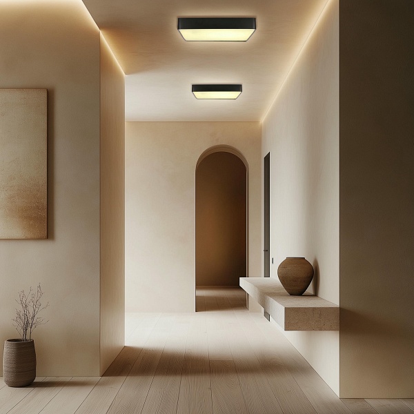 Quattro Lampa Sufitowa Plafon Kwadrat Czarny 35X35 18W Led 4000K Klosz Bia³Y Candellux