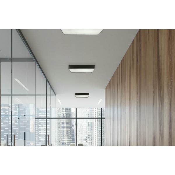 Quattro Lampa Sufitowa Plafon Kwadrat Czarny 35X35 18W Led 4000K Klosz Bia³Y Candellux