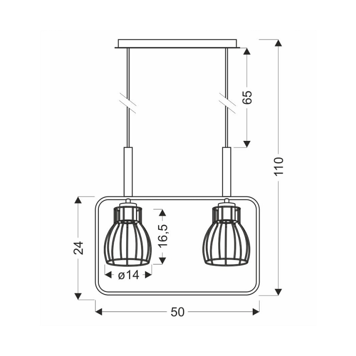 Lampa wisząca Franita czarna czarna 2x40w - Candellux