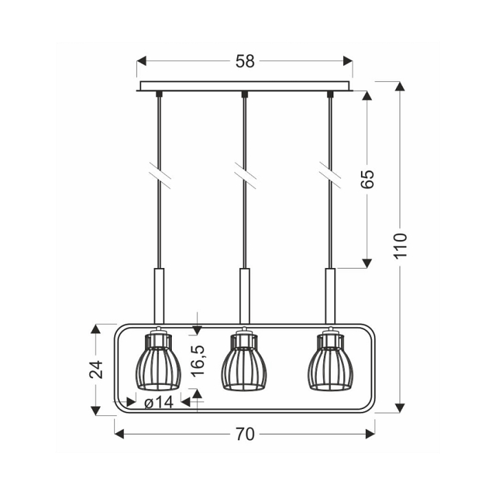 Lampa wisząca Franita czarna czarna 3x40w - Candellux