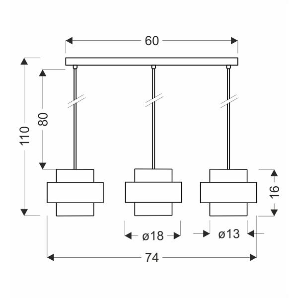 Spiega Lampa Wisząca Czarny+Mosiężny 3X60W E27 Klosz Dymiony Candellux