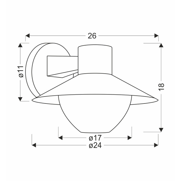 Cosmos Lampa Ogrodowa Kinkiet 26X17Cm Czarny 1X40W E27 Kosz Okrągły Ip44 Candellux
