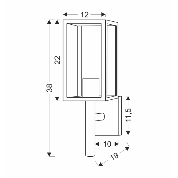 Hosta Lampa Ogrodowa Kinkiet Górny 19X38Cm Sztyca Czarny 1X60W E27 Ip44 Candellux