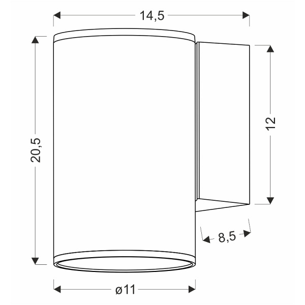 Primula Lampa Ogrodowa Elewacyjna Tuba 14,5X20,4Cm Czarny 1X60W E27 Par30 Ip65 Candellux