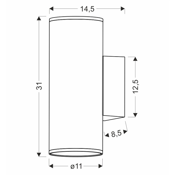 Primula Lampa Ogrodowa Elewacyjna Tuba 14,5X31Cm Czarny 2X60W E27 Par30 Ip65 Candellux