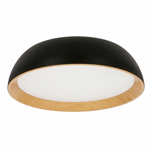 Calabria Lampa Sufitowa Plafon Czarno Drewniany 24W Led 40X32 Cm Klosz Biały Candellux