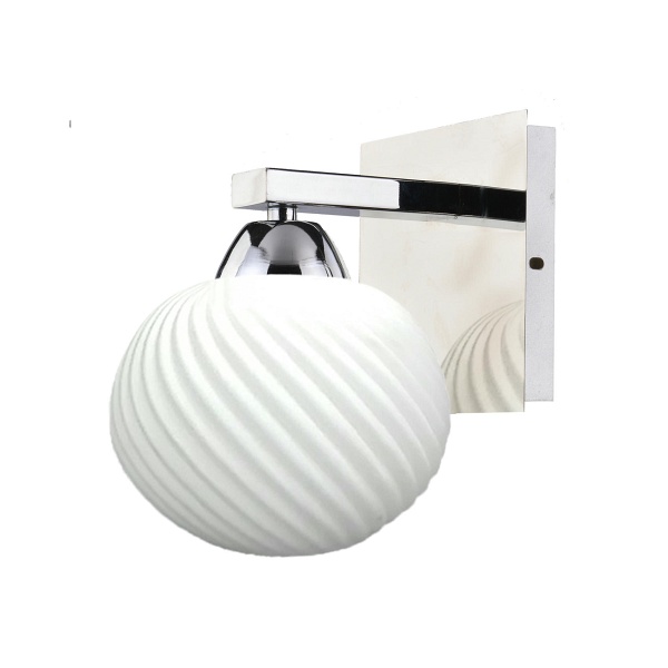 Madryt Lampa Kinkiet Chrom 1X60W E27 Klosz Biały Candellux