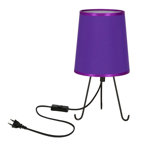 Smally Lampa Stołowa Czarny 1X40 E14 Abażur Gala Fioletowy Candellux