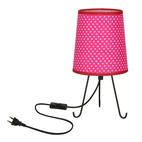 Smally Lampa Stołowa Czarny 1X40 E14 Abażur Fuksja W Kropki Candellux