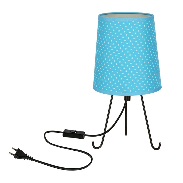 Smally Lampa Stołowa Czarny 1X40 E14 Abażur Niebieski Kropki Candellux