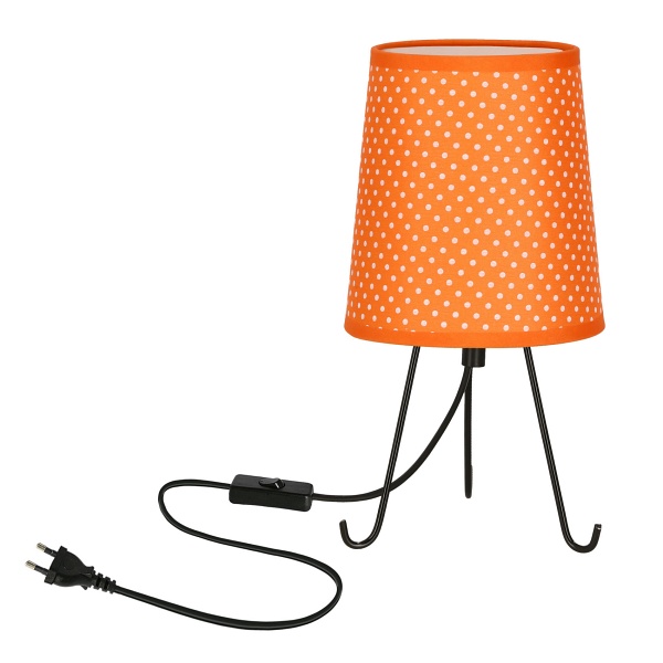Smally Lampa Stołowa Czarny 1X40 E14 Abażur Pomarańczowy W Kropki Candellux