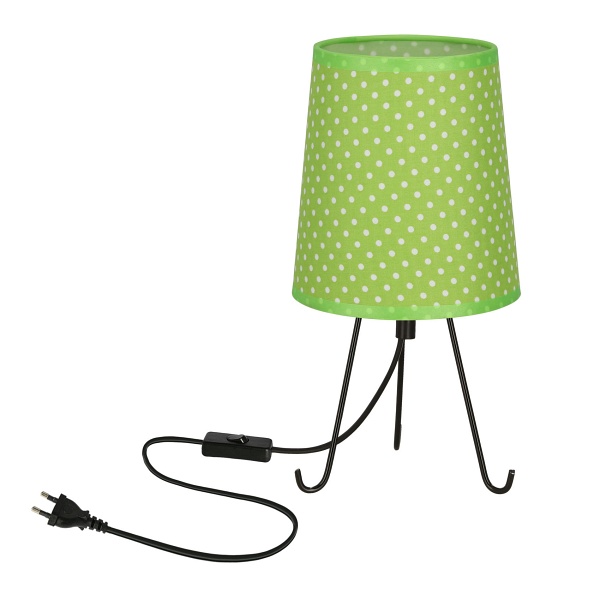 Smally Lampa Stołowa Czarny 1X40 E14 Abażur Zielony W Kropki Candellux