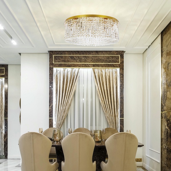 Maranga Lampa Sufitowa Plafon Złoty 10X10W E14 Kryształy Bezbarwne Candellux