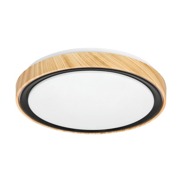 Aflo Lampa Sufitowa Plafon Drewn+Czarny 24W Led 3000/4000/6000K 38Cm Klosz Biały Candellux