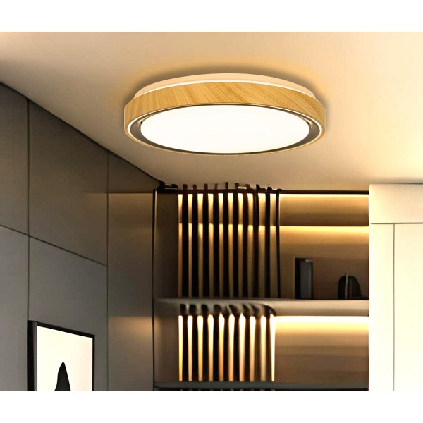 Aflo Lampa Sufitowa Plafon Drewn+Czarny 24W Led 3000/4000/6000K 38Cm Klosz Biały Candellux