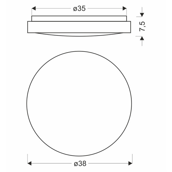 Aflo Lampa Sufitowa Plafon Drewn+Czarny 24W Led 3000/4000/6000K 38Cm Klosz Biały Candellux
