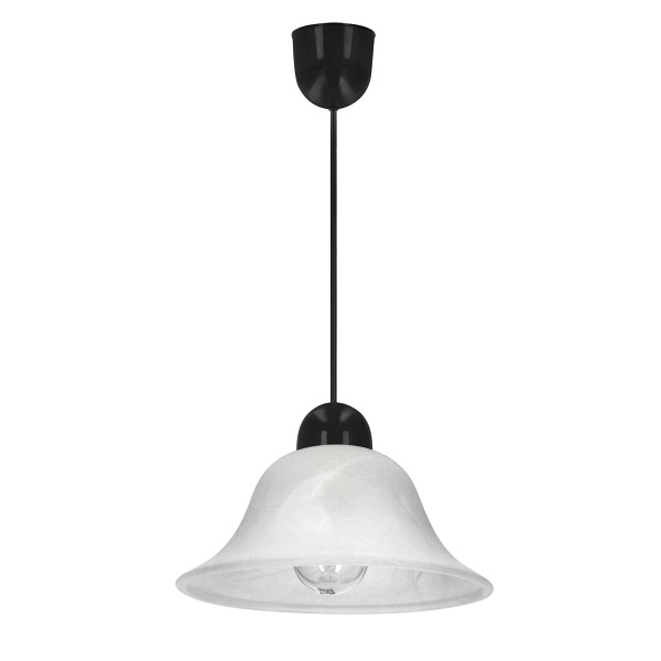 Lenis Lampa Wisząca Czarny 1X60W E27 Klosz Biały Candellux
