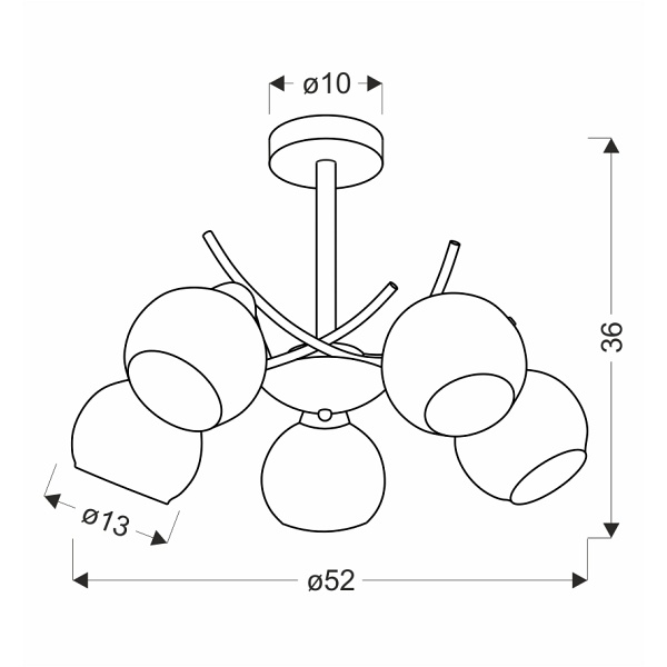 Amos Lampa Wiszaca Chromowy 5X40W E27 Klosz Biały Candellux