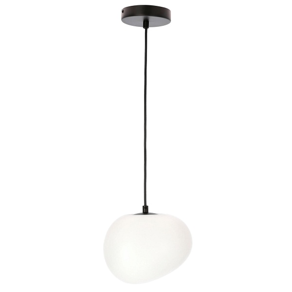 Stones Lampa Wisząca Czarny 20Cm 1X40W E27 Klosz Biały Candellux