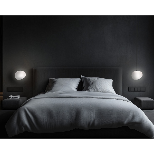 Stones Lampa Wisząca Czarny 20Cm 1X40W E27 Klosz Biały Candellux