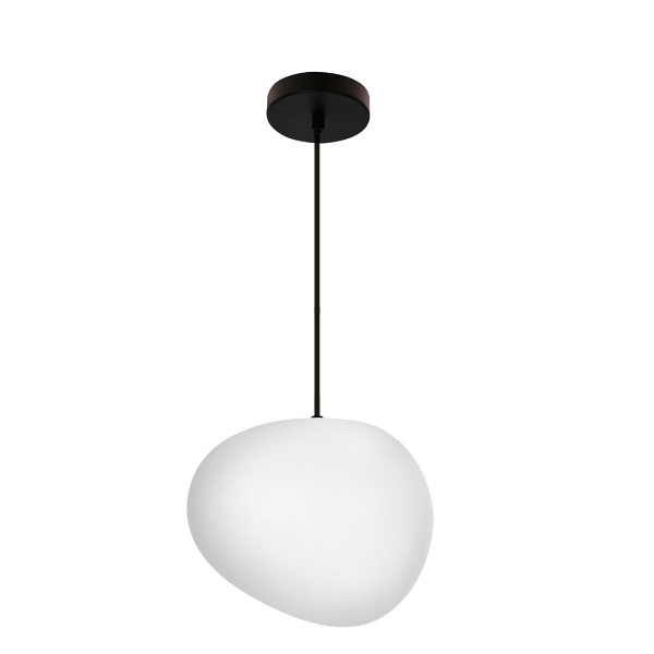 Stones Lampa Wisząca Czarny 25Cm 1X40W E27 Klosz Biały Candellux