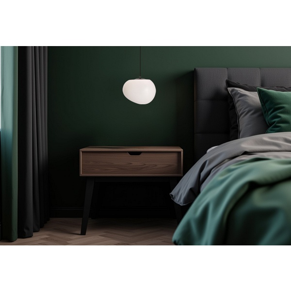 Stones Lampa Wisząca Czarny 25Cm 1X40W E27 Klosz Biały Candellux