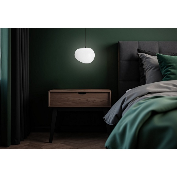 Stones Lampa Wisząca Czarny 25Cm 1X40W E27 Klosz Biały Candellux