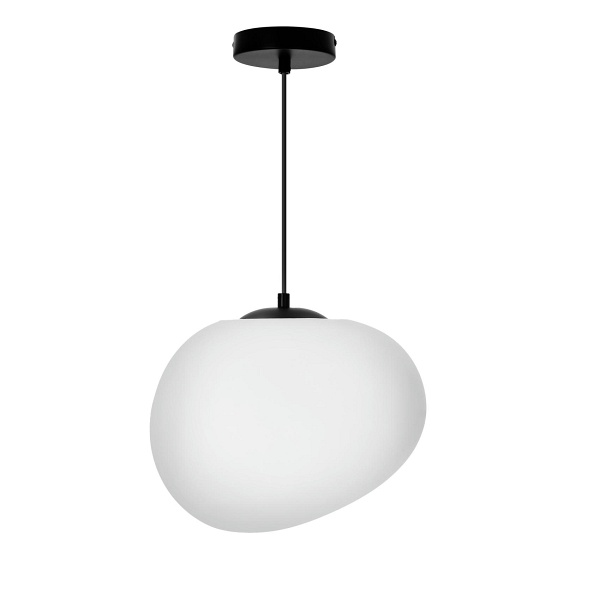Stones Lampa Wisząca Czarny 30Cm 1X40W E27 Klosz Biały Candellux