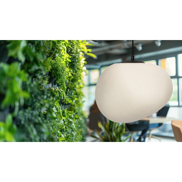 Stones Lampa Wisząca Czarny 30Cm 1X40W E27 Klosz Biały Candellux