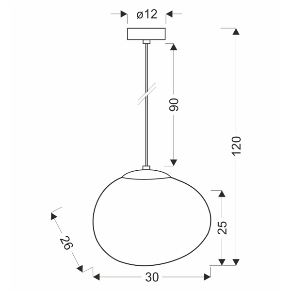 Stones Lampa Wisząca Czarny 30Cm 1X40W E27 Klosz Biały Candellux