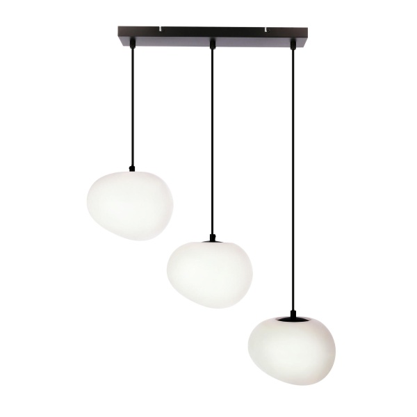 Stones Lampa Wisząca Czarny 20Cm 3X40W E27 Klosz Biały Candellux