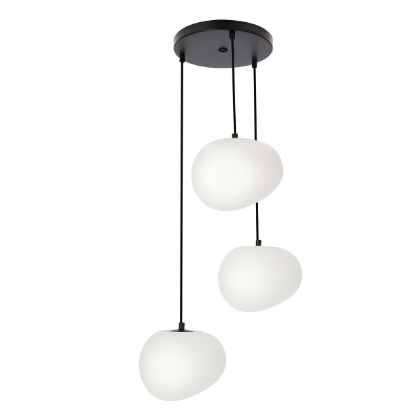 Stones Lampa Wisząca Talerz Czarny 20Cm 3X40W E27 Klosz Biały Candellux