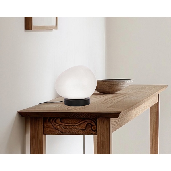 Stones Lampa Stołowa Czarny 20Cm 1X40W E27 Klosz Biały Candellux