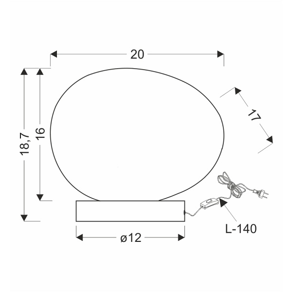 Stones Lampa Stołowa Czarny 20Cm 1X40W E27 Klosz Biały Candellux