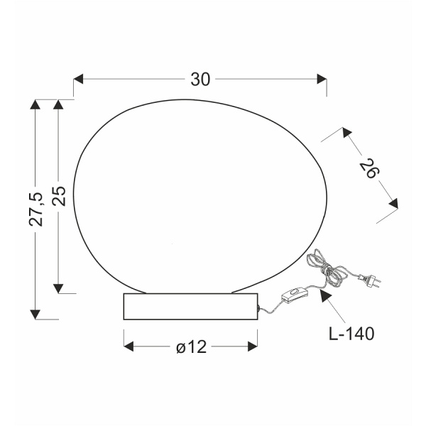 Stones Lampa Stołowa Czarny 30Cm 1X40W E27 Klosz Biały Candellux