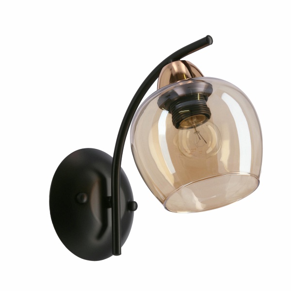 Merra Lampa Kinkiet Czarny 1X40W E27 Klosz Bursztynowy Candellux