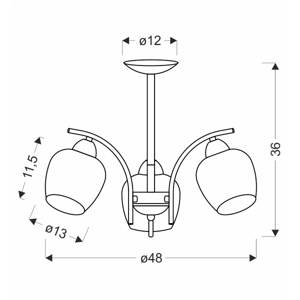 Merra Lampa Wiszaca Czarny 3X40W E27 Klosz Bursztynowy Candellux