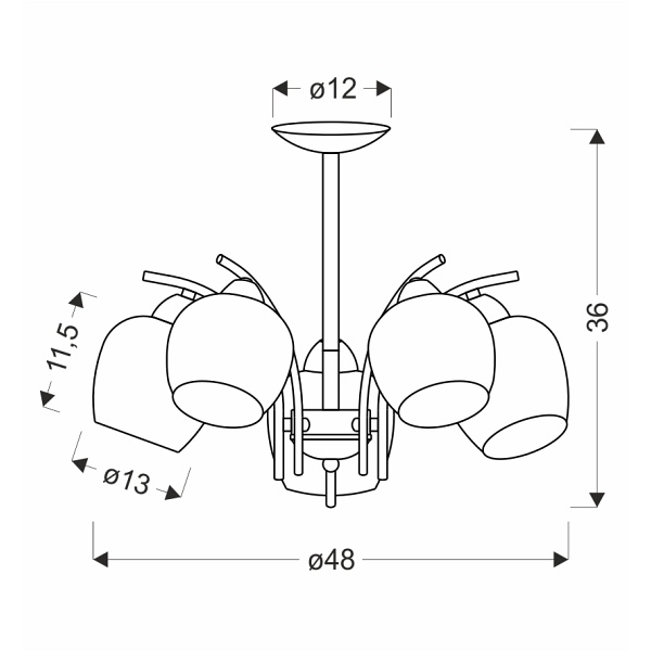 Merra Lampa Wiszaca Czarny 5X40W E27 Klosz Bursztynowy Candellux