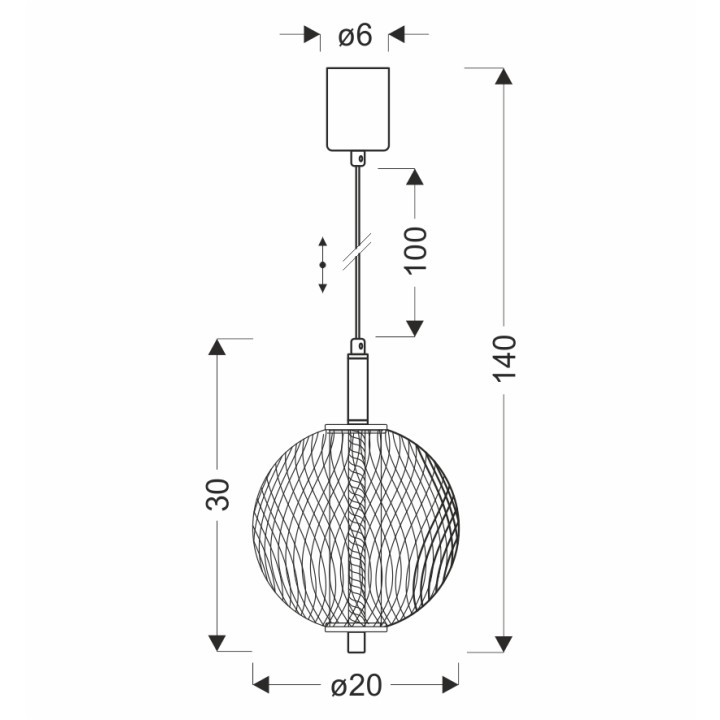 Puma Lampa Wisząca 20Cm Czarny 10W Led 3000K Klosz Biały Candellux