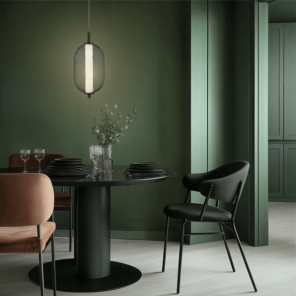 Puma Lampa Wisząca 15Cm Czarny 10W Led 3000K Klosz Biały Candellux