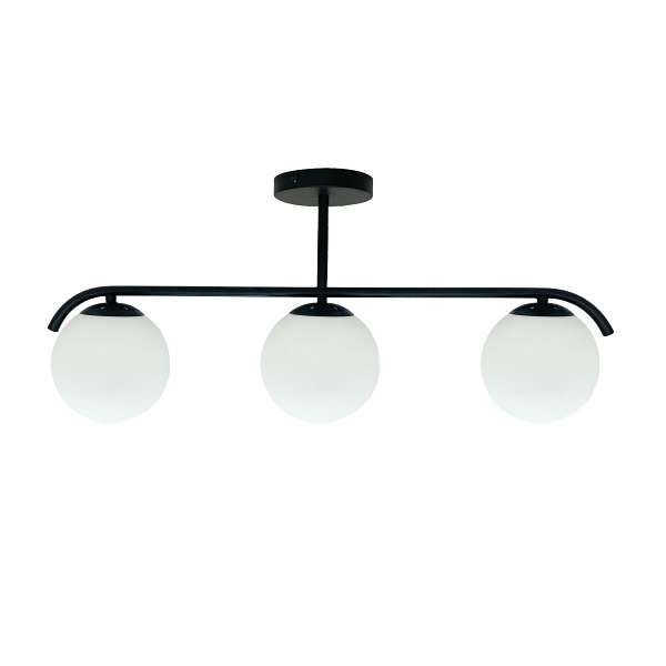 Amadeo Lampa Sufitowa Czarny 3X40W E14 Klosz Biały Candellux