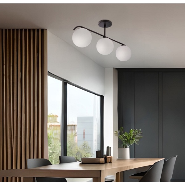 Amadeo Lampa Sufitowa Czarny 3X40W E14 Klosz Biały Candellux