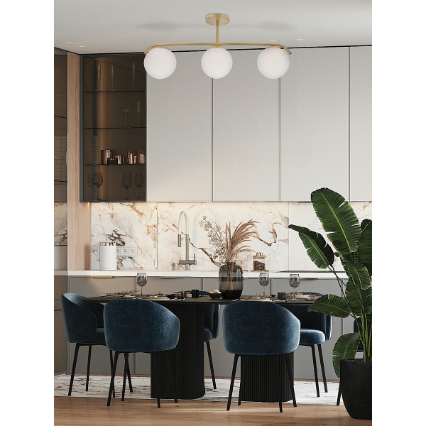 Amadeo Lampa Sufitowa Mosiężny 3X40W E14 Klosz Biały Candellux