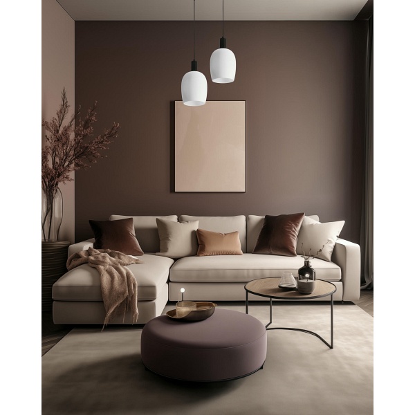 Wolken Lampa Wiszaca Czarny 1X40W E27 Klosz Biały Candellux