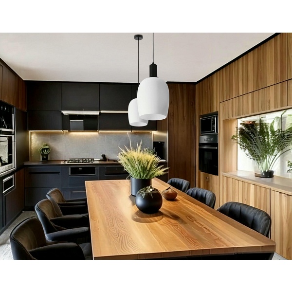 Wolken Lampa Wiszaca Czarny 1X40W E27 Klosz Biały Candellux