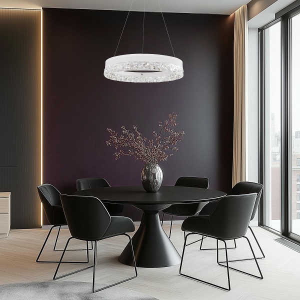 Frozi Lampa Wisząca Biały 32W Led 3000K Kryształki Bezbarwne Candellux